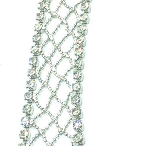 VTG Silver-tone Crystal Rhinestone Metal Mesh 7" Bracelet Lobster Clasp - Picture 5 of 16